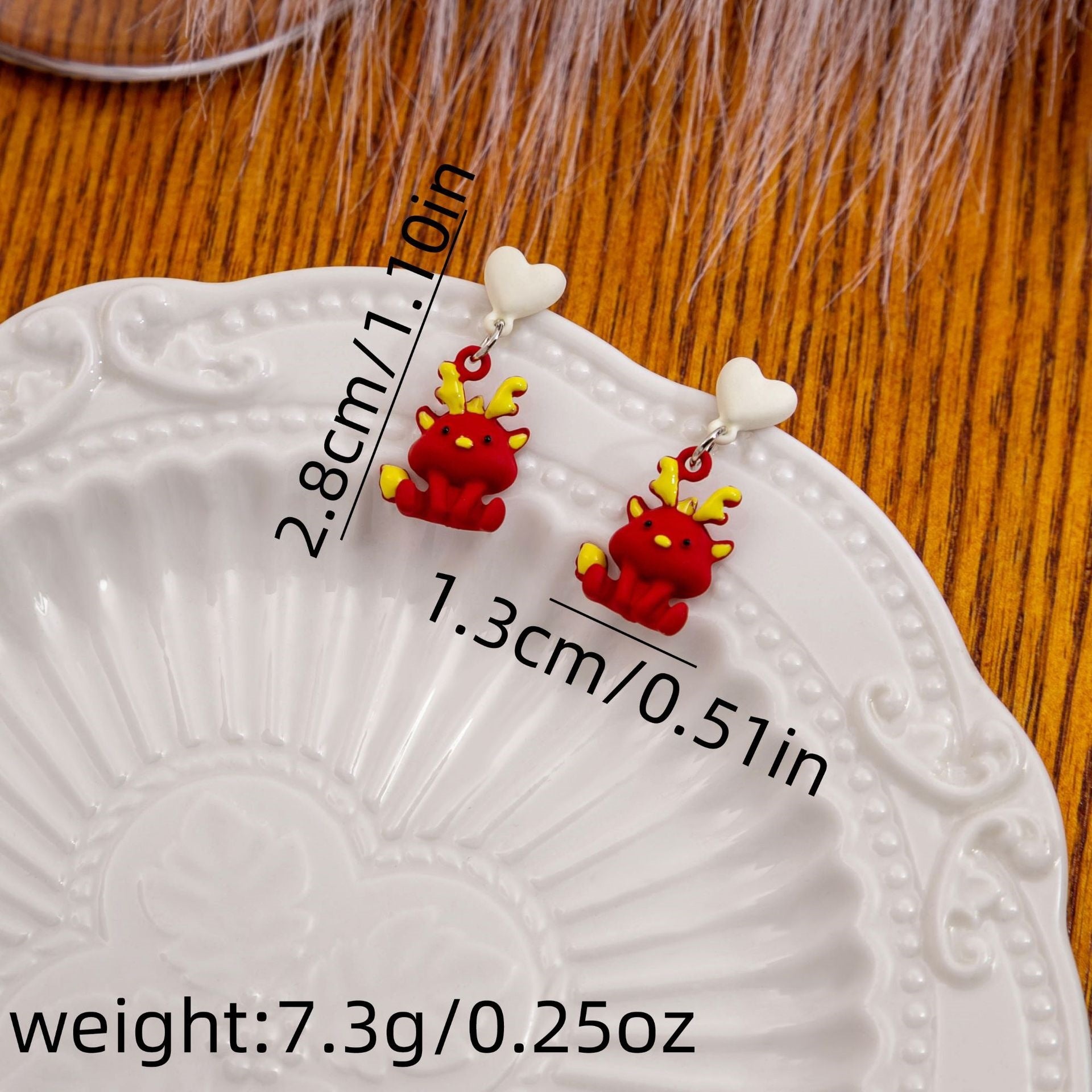 Heart Shape Asymmetrical Cartoon Style Earrings For Women In White Zinc Alloy, Perfect For New Year