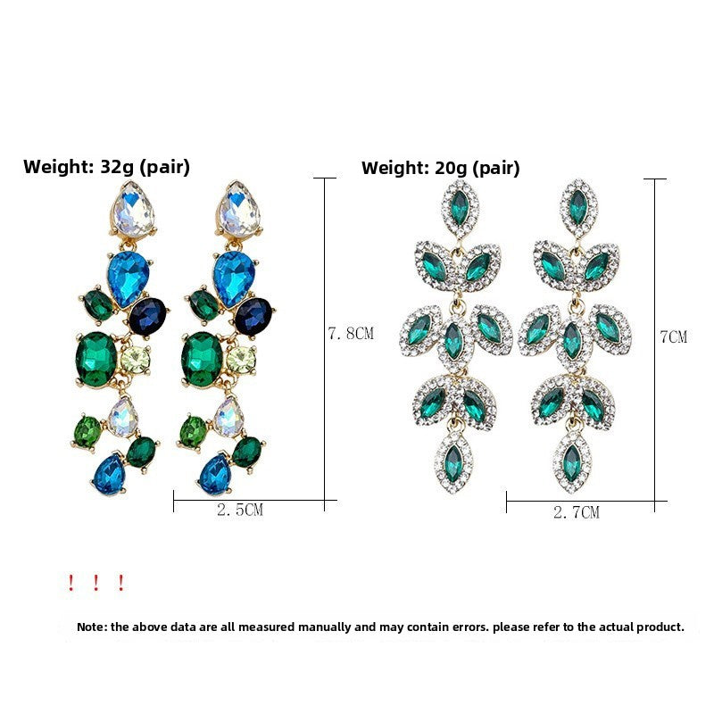 Exaggerated Flowers Tassel Earrings For Women In Gold Zinc Alloy With Zircon Inlay, Drop Earrings