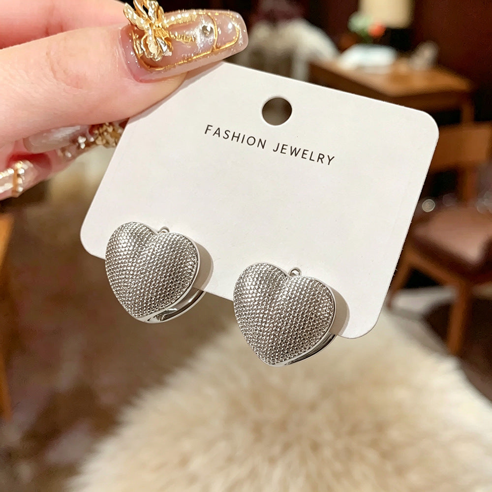 Heart Shape Earrings For Women In Gold Featuring Punk Style With Copper Alloy Copper Posts