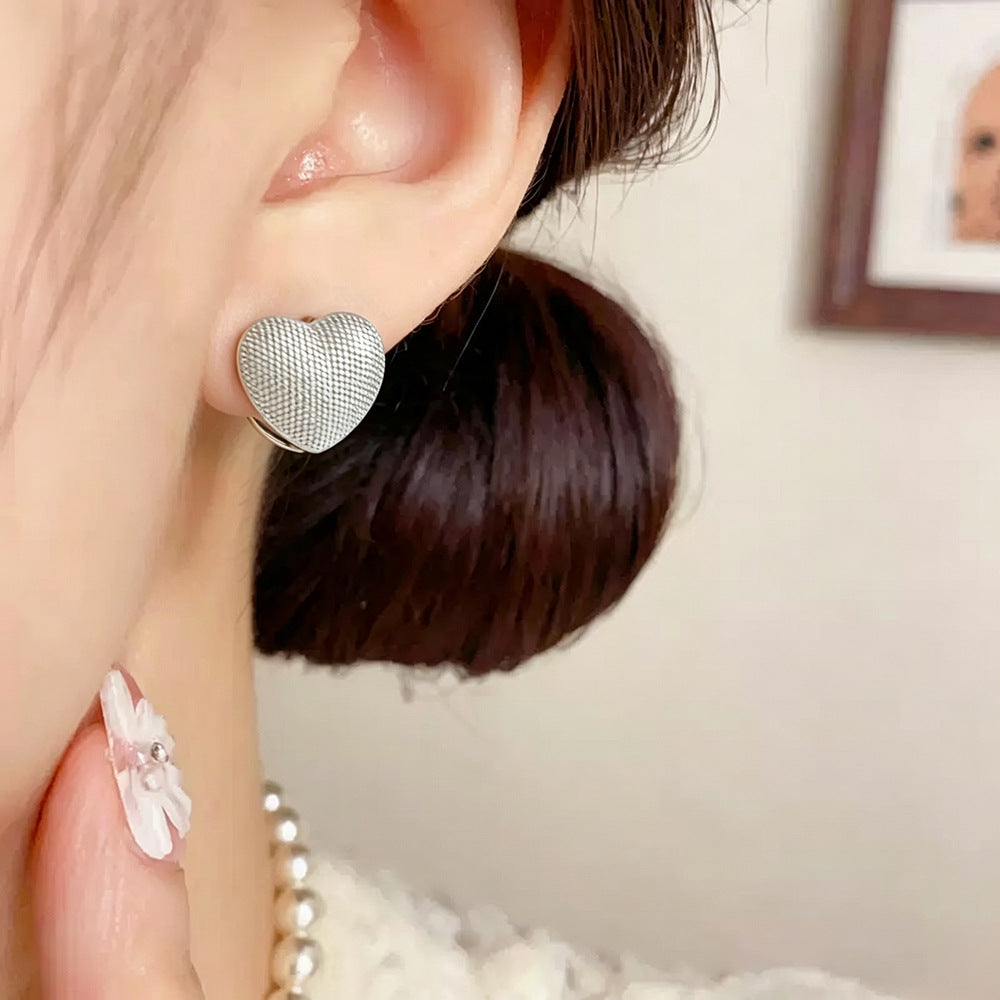 Heart Shape Earrings For Women In Gold Featuring Punk Style With Copper Alloy Copper Posts