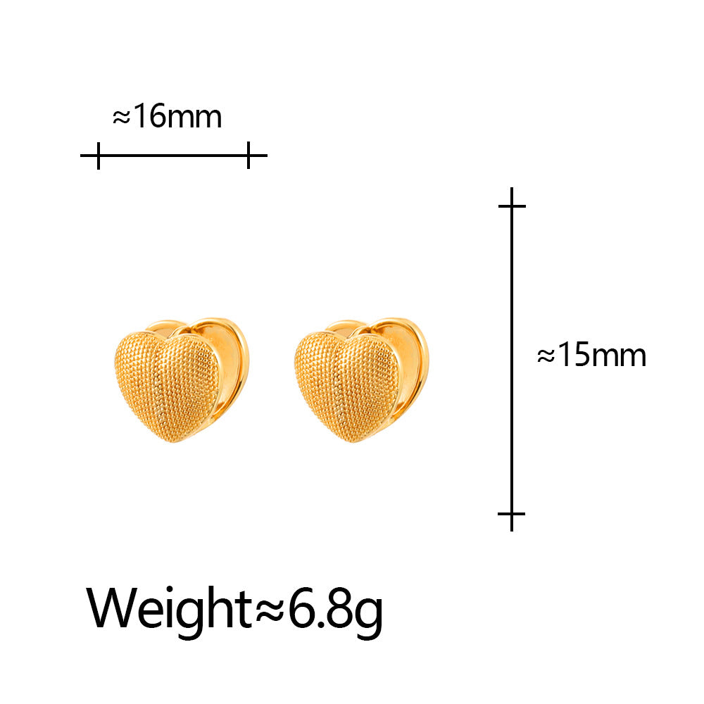 Heart Shape Earrings For Women In Gold Featuring Punk Style With Copper Alloy Copper Posts