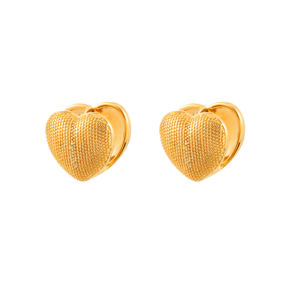 Heart Shape Earrings For Women In Gold Featuring Punk Style With Copper Alloy Copper Posts