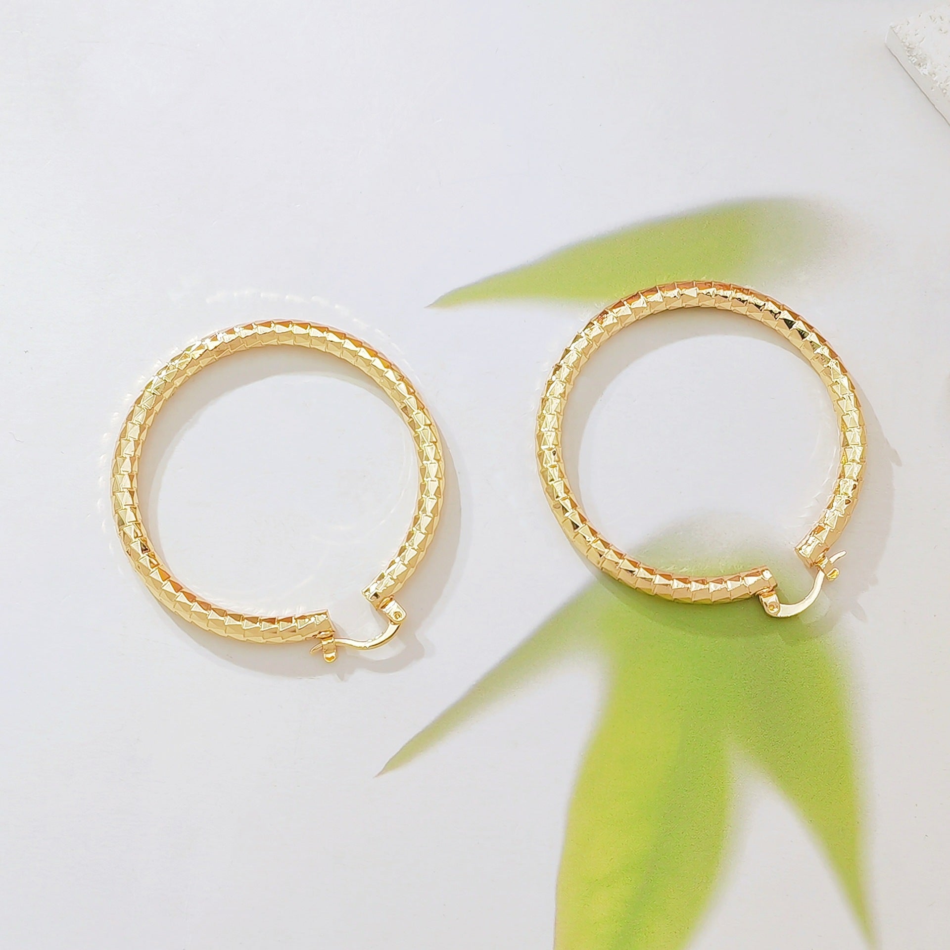 Litmus Large Round Earrings For Women In Gold Alloy Featuring Copper Ear Pins