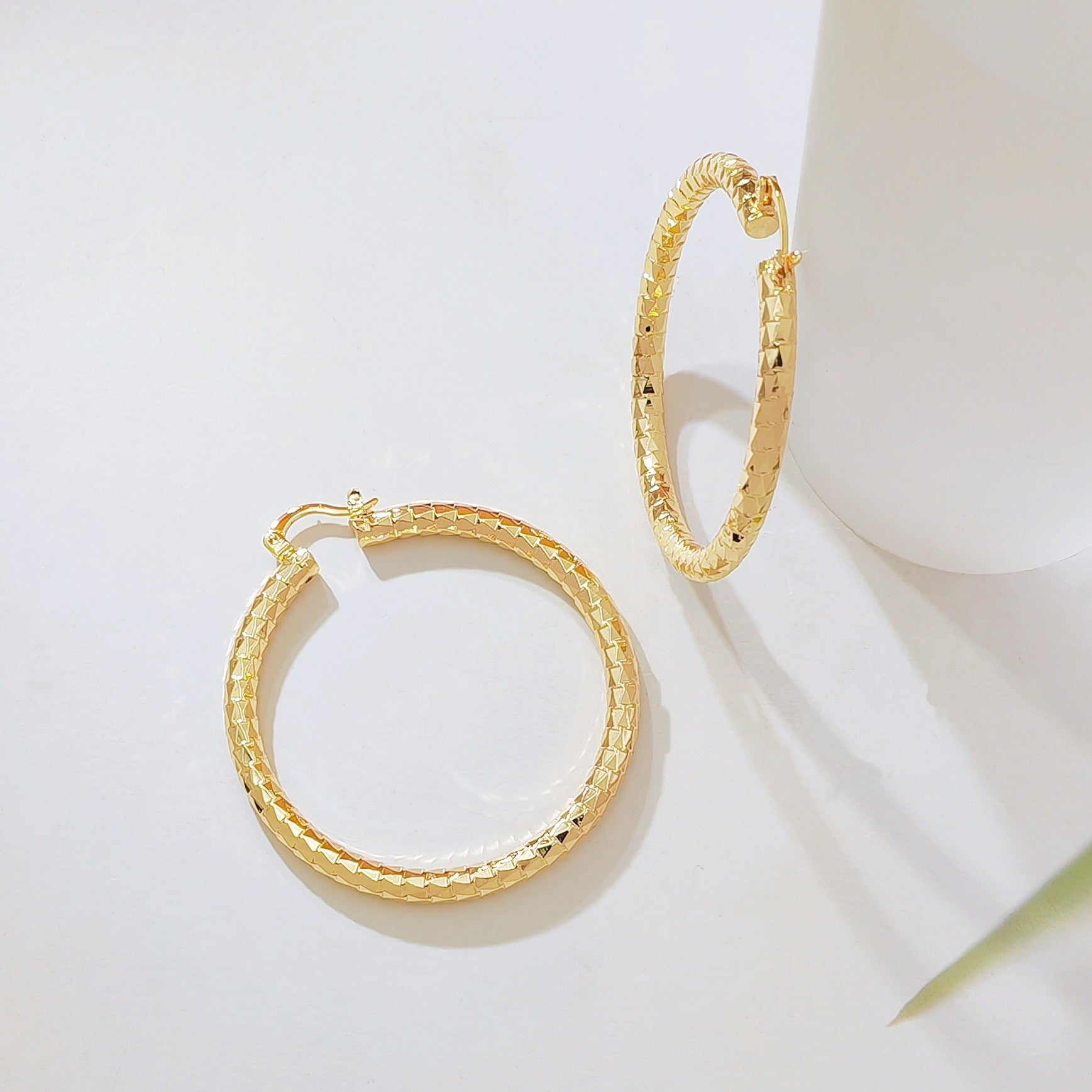 Litmus Large Round Earrings For Women In Gold Alloy Featuring Copper Ear Pins