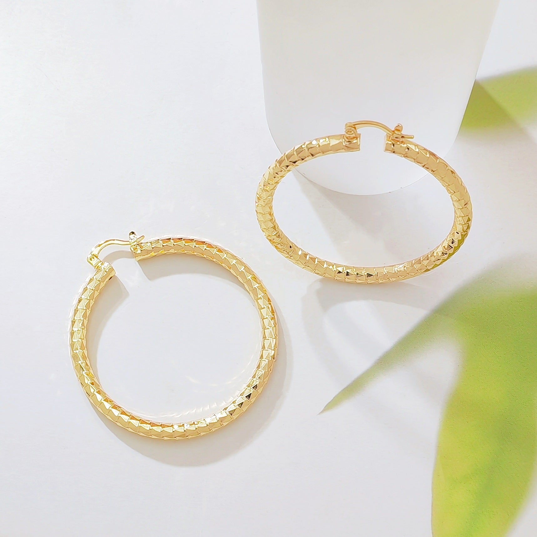 Litmus Large Round Earrings For Women In Gold Alloy Featuring Copper Ear Pins