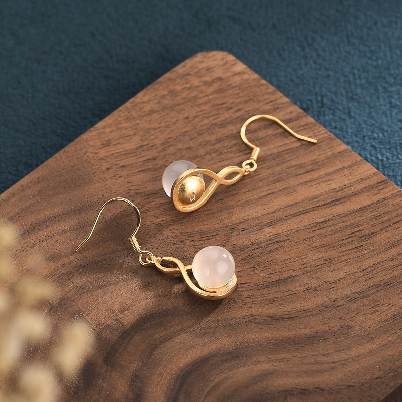 Heart Shape Earrings For Women In Red Copper With Crystal Inlay Featuring 925 Sterling Silver Ear Pins