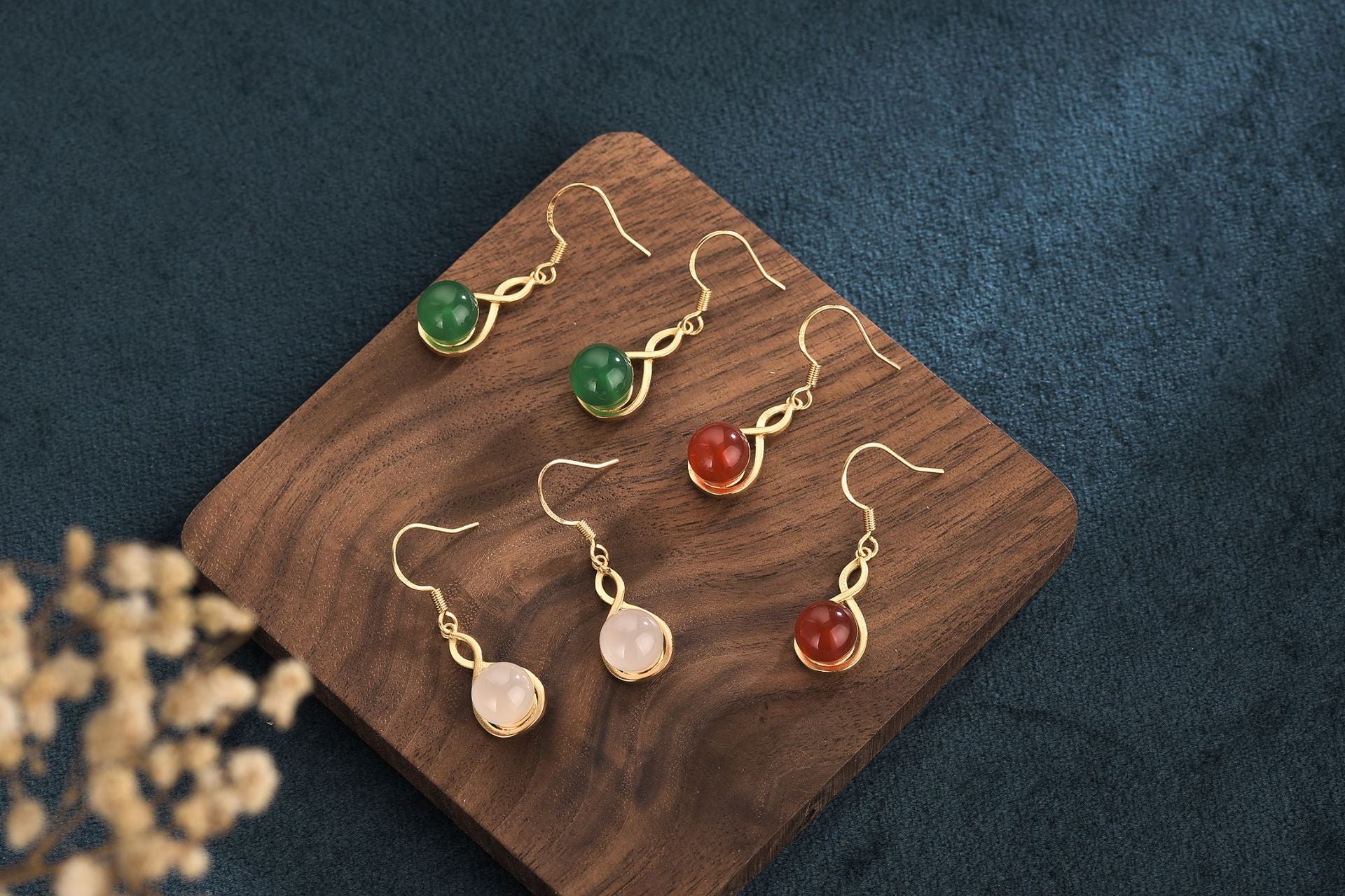 Heart Shape Earrings For Women In Red Copper With Crystal Inlay Featuring 925 Sterling Silver Ear Pins