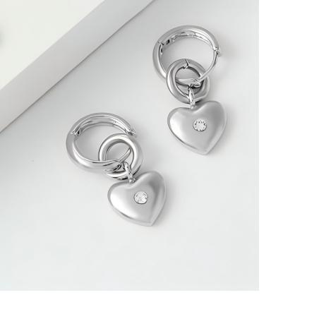 Heart Shape Earrings For Women Featuring 18K Real Gold Plated Brass With Zircon Inlay