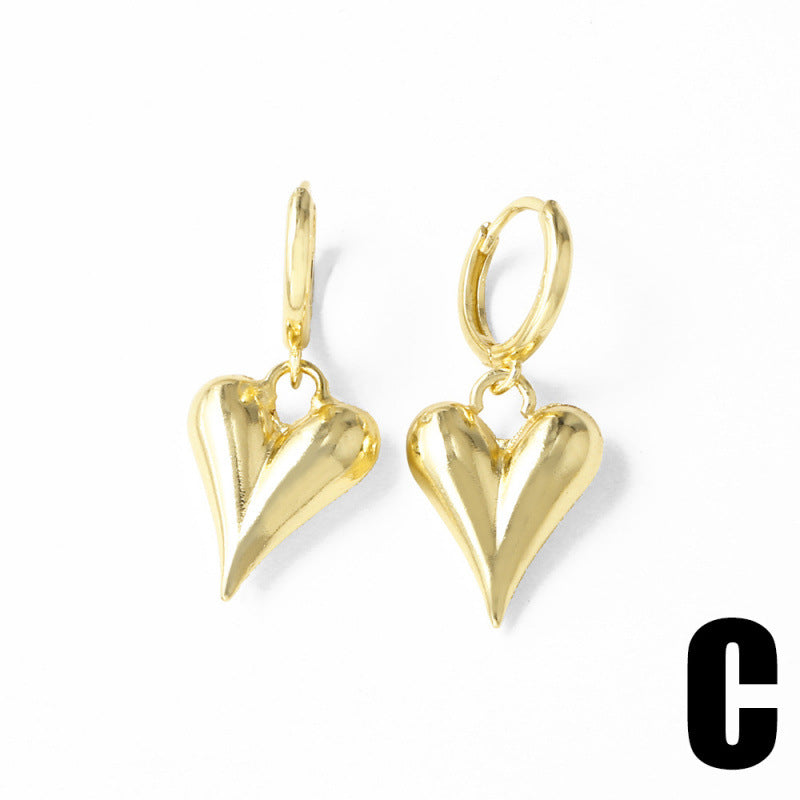 Heart Shape Earrings For Women Featuring 18K Real Gold Plated Design With Copper Ear Pins In Gold