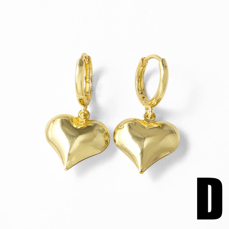 Heart Shape Earrings For Women Featuring 18K Real Gold Plated Design With Copper Ear Pins In Gold