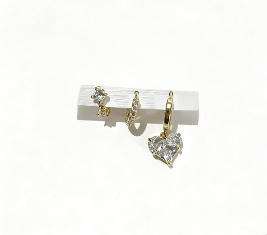 Heart Shape Earrings For Women Featuring 14K Real Gold Plated Brass With Copper Ear Pins In Gold