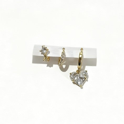Heart Shape Earrings For Women Featuring 14K Real Gold Plated Brass With Copper Ear Pins In Gold