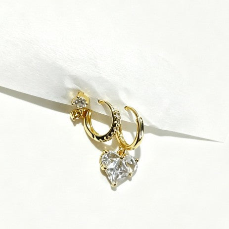 Heart Shape Earrings For Women Featuring 14K Real Gold Plated Brass With Copper Ear Pins In Gold