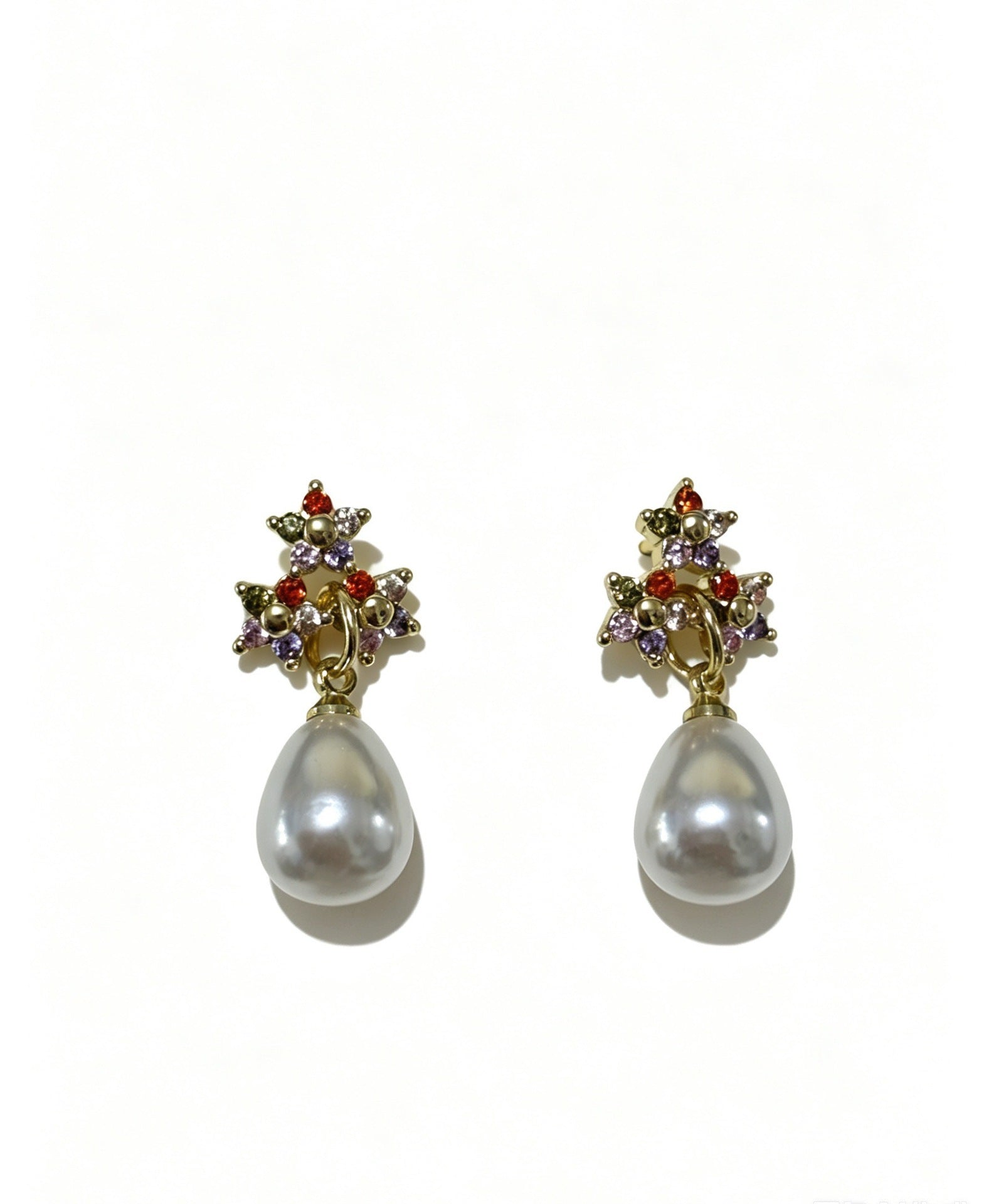 Heart Shape Drop Earrings For Women In Gold Brass With Artificial Pearl Featuring Copper Ear Pins, 1 Pair