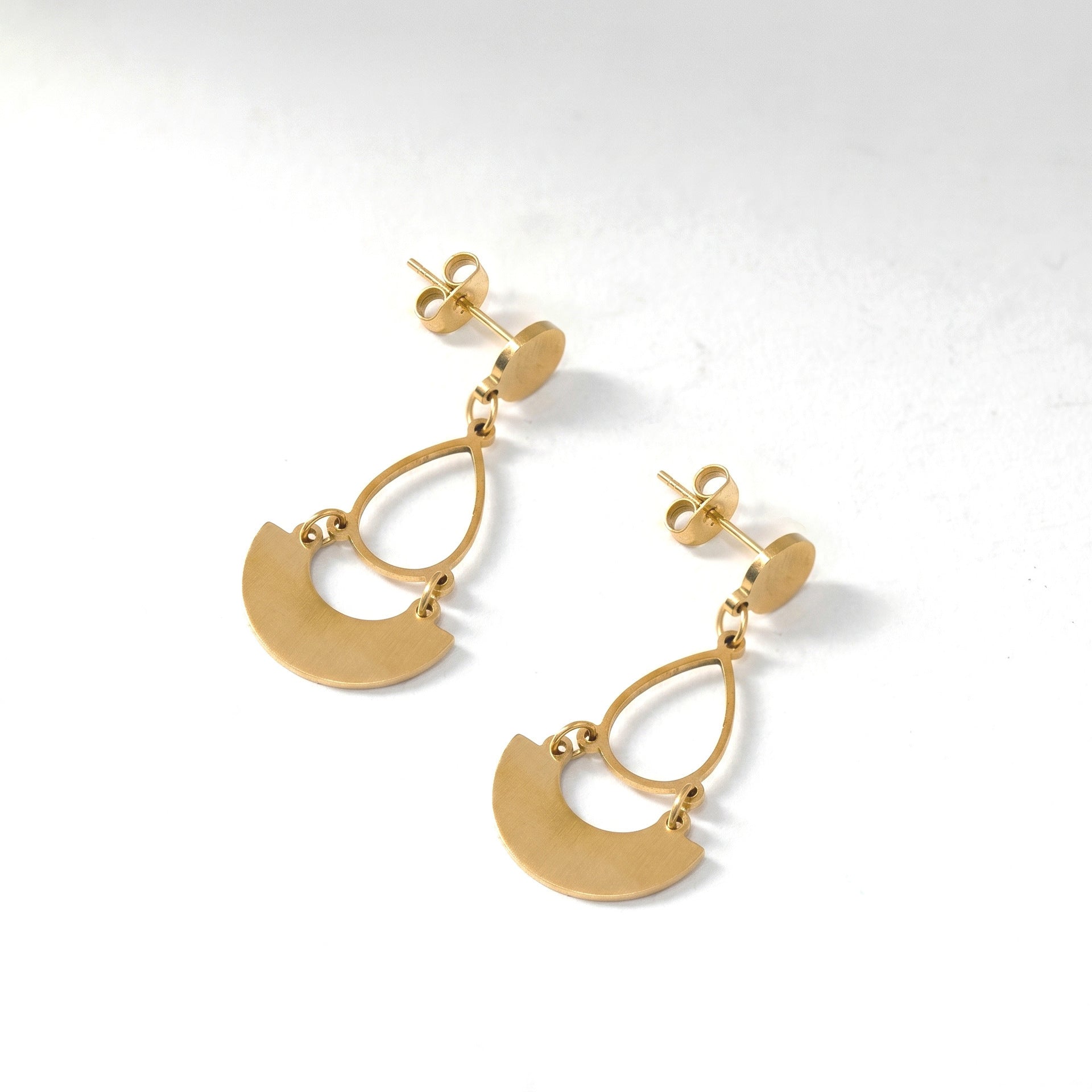 Gold Leaves Earrings For Women Featuring 304 Stainless Steel Ear Pins