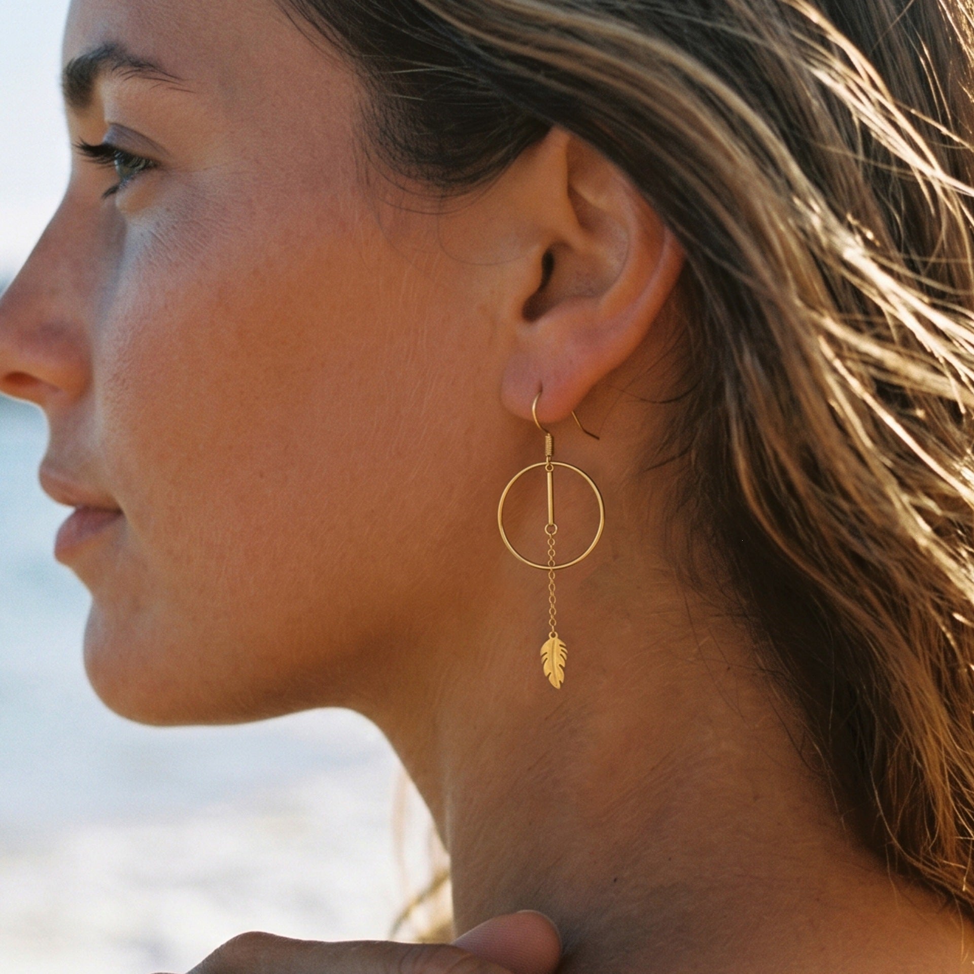 Gold Leaves Earrings For Women Featuring 304 Stainless Steel Ear Pins