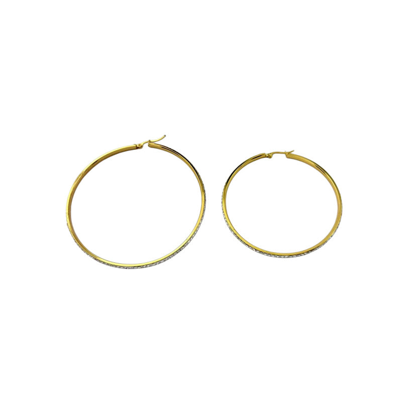 Heart Shape Earrings For Women In Gold Metal With Rhinestones, Featuring 304 Stainless Steel Ear Pins