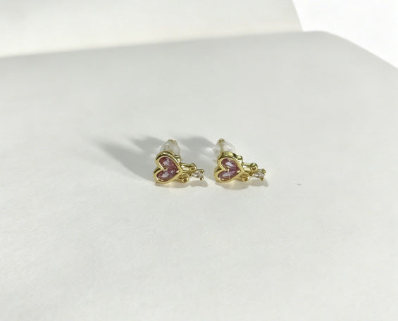 Heart Shape Earrings For Women, 1 Pair, 14K Real Gold Plated Brass In Elegant Gold Tone