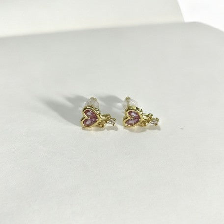 Heart Shape Earrings For Women, 1 Pair, 14K Real Gold Plated Brass In Elegant Gold Tone