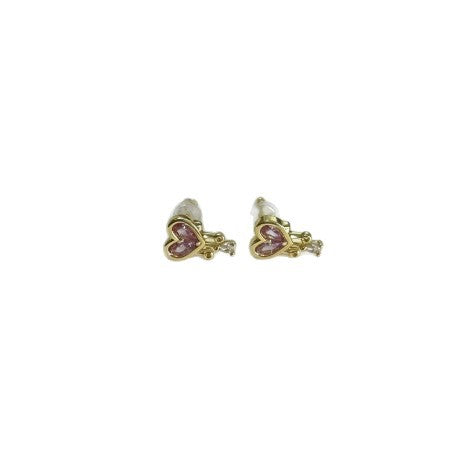 Heart Shape Earrings For Women, 1 Pair, 14K Real Gold Plated Brass In Elegant Gold Tone