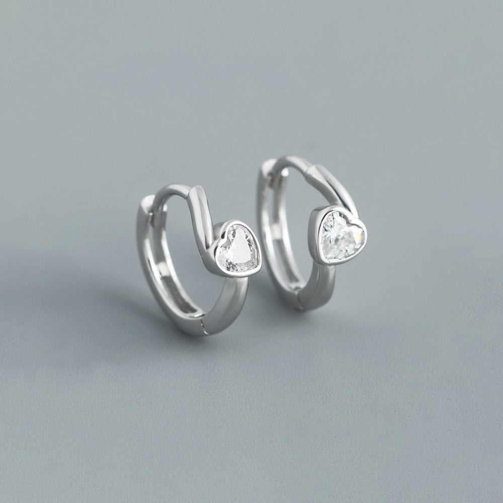 Heart Shape Earrings For Women In Gold Featuring 925 Sterling Silver Ear Pins With Zircon Inlay