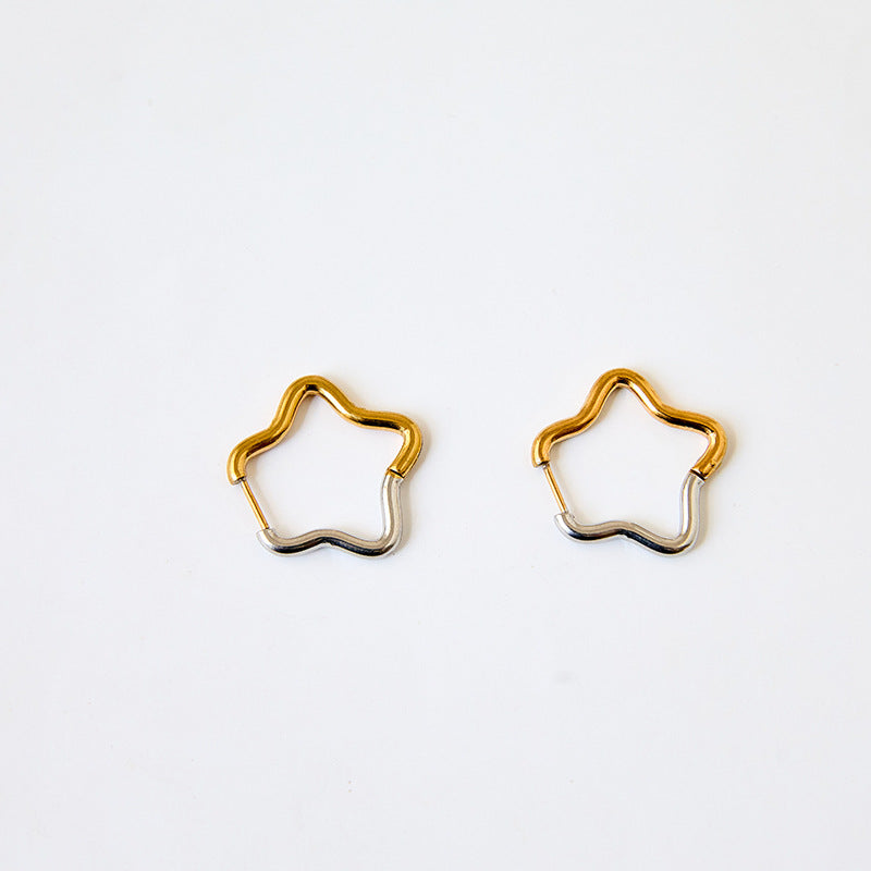 Heart Shape Two Tone Gold Earrings For Unisex Featuring 304 Stainless Steel Ear Pins And Titanium Steel Material