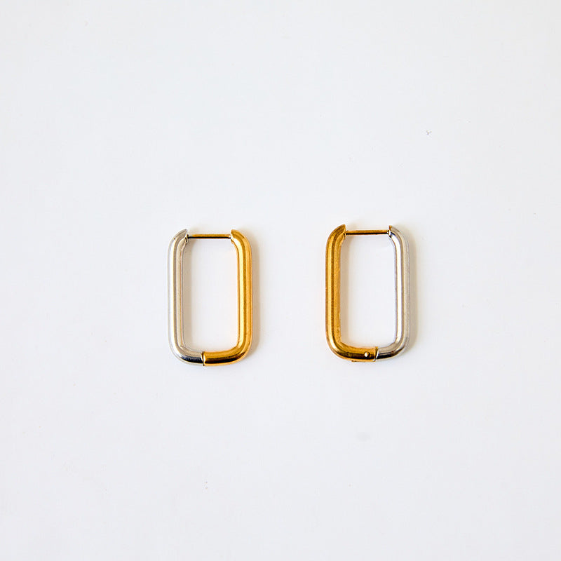 Heart Shape Two Tone Gold Earrings For Unisex Featuring 304 Stainless Steel Ear Pins And Titanium Steel Material