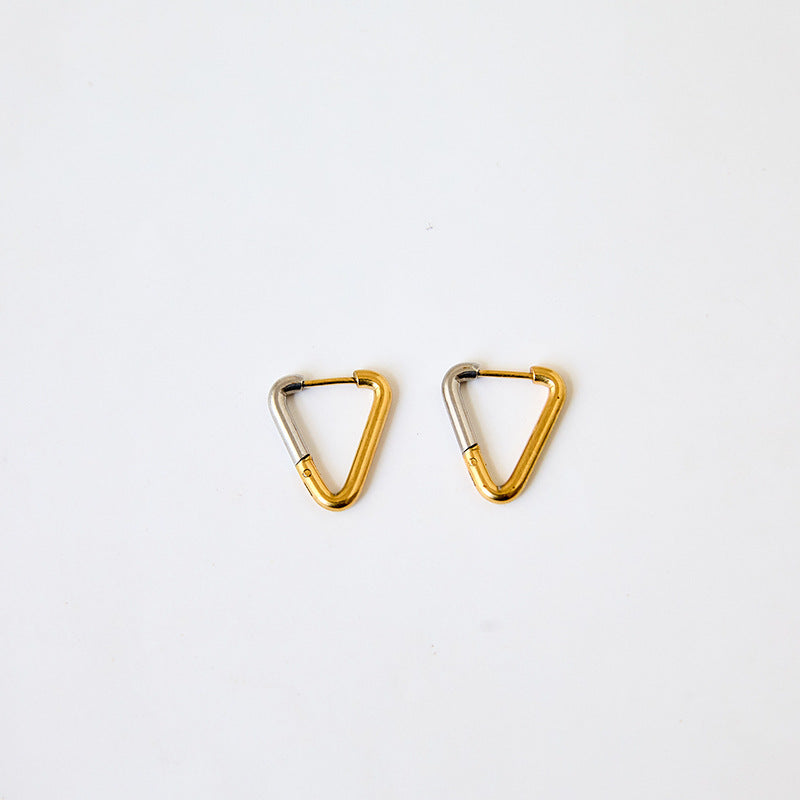 Heart Shape Two Tone Gold Earrings For Unisex Featuring 304 Stainless Steel Ear Pins And Titanium Steel Material