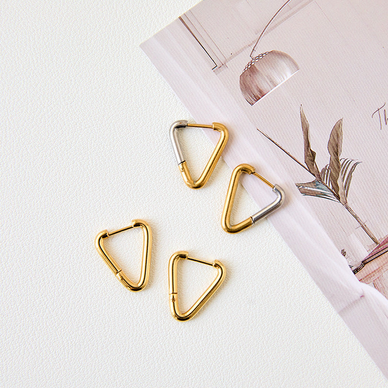 Heart Shape Two Tone Gold Earrings For Unisex Featuring 304 Stainless Steel Ear Pins And Titanium Steel Material