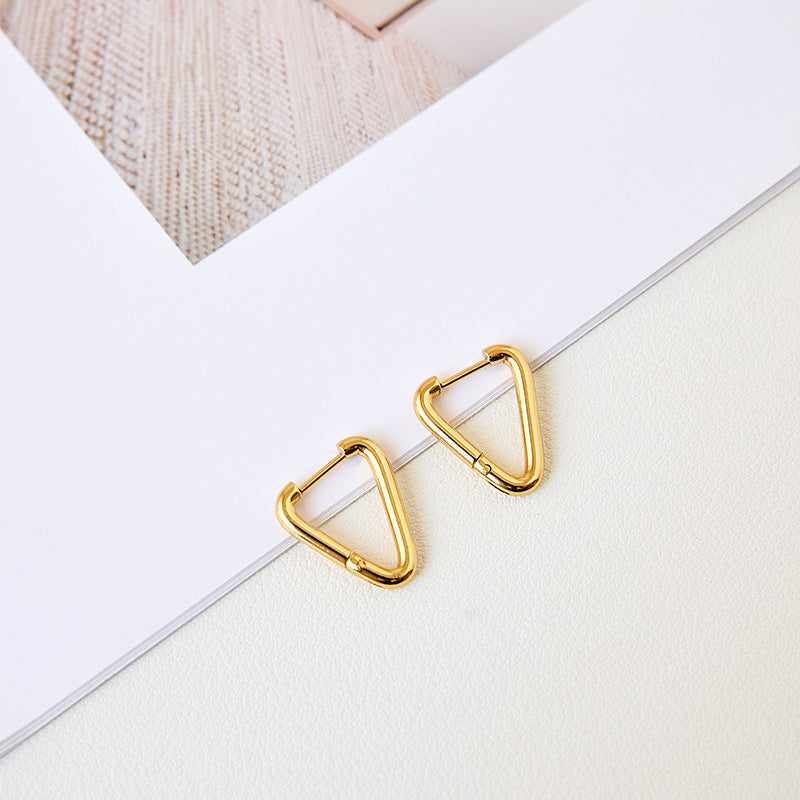 Heart Shape Two Tone Gold Earrings For Unisex Featuring 304 Stainless Steel Ear Pins And Titanium Steel Material