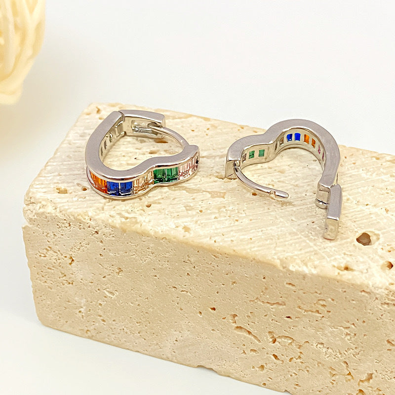 Heart Shape Earrings For Women In New Style, Copper With Real Gold Plated Electroplated Finish And Zircon Inlay