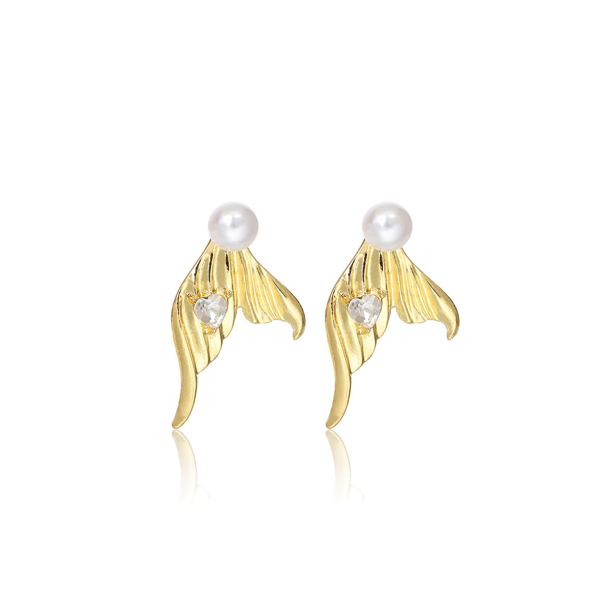 Gold Fish Tail Earrings For Women Featuring Copper Ear Pins In New Style Made Of Zinc Alloy