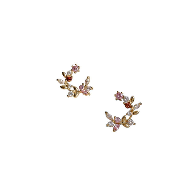 Heart Shape Earrings For Women In Cute Style With Copper Ear Pins And Electroplated Gold Plating Featuring Zircon Inlay