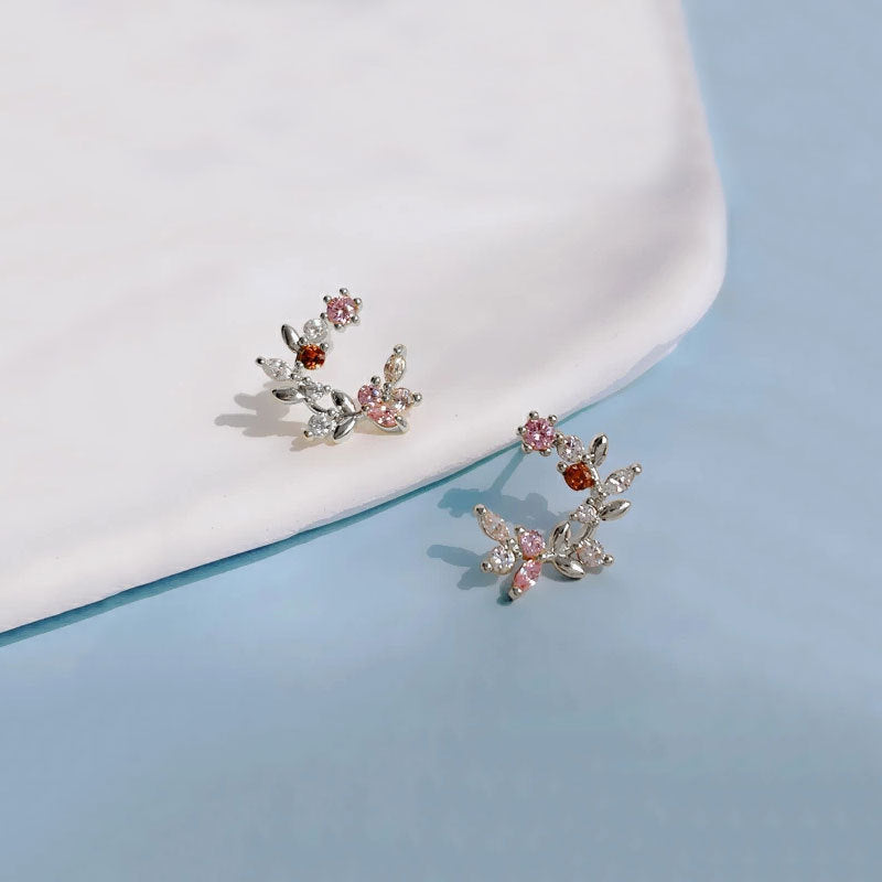Heart Shape Earrings For Women In Cute Style With Copper Ear Pins And Electroplated Gold Plating Featuring Zircon Inlay