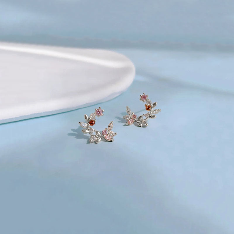 Heart Shape Earrings For Women In Cute Style With Copper Ear Pins And Electroplated Gold Plating Featuring Zircon Inlay