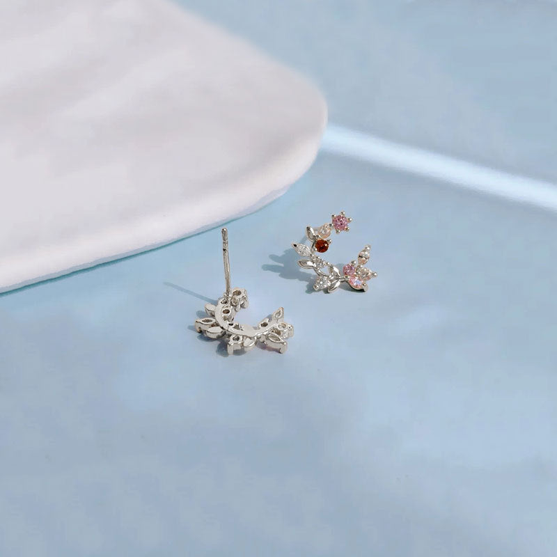 Heart Shape Earrings For Women In Cute Style With Copper Ear Pins And Electroplated Gold Plating Featuring Zircon Inlay