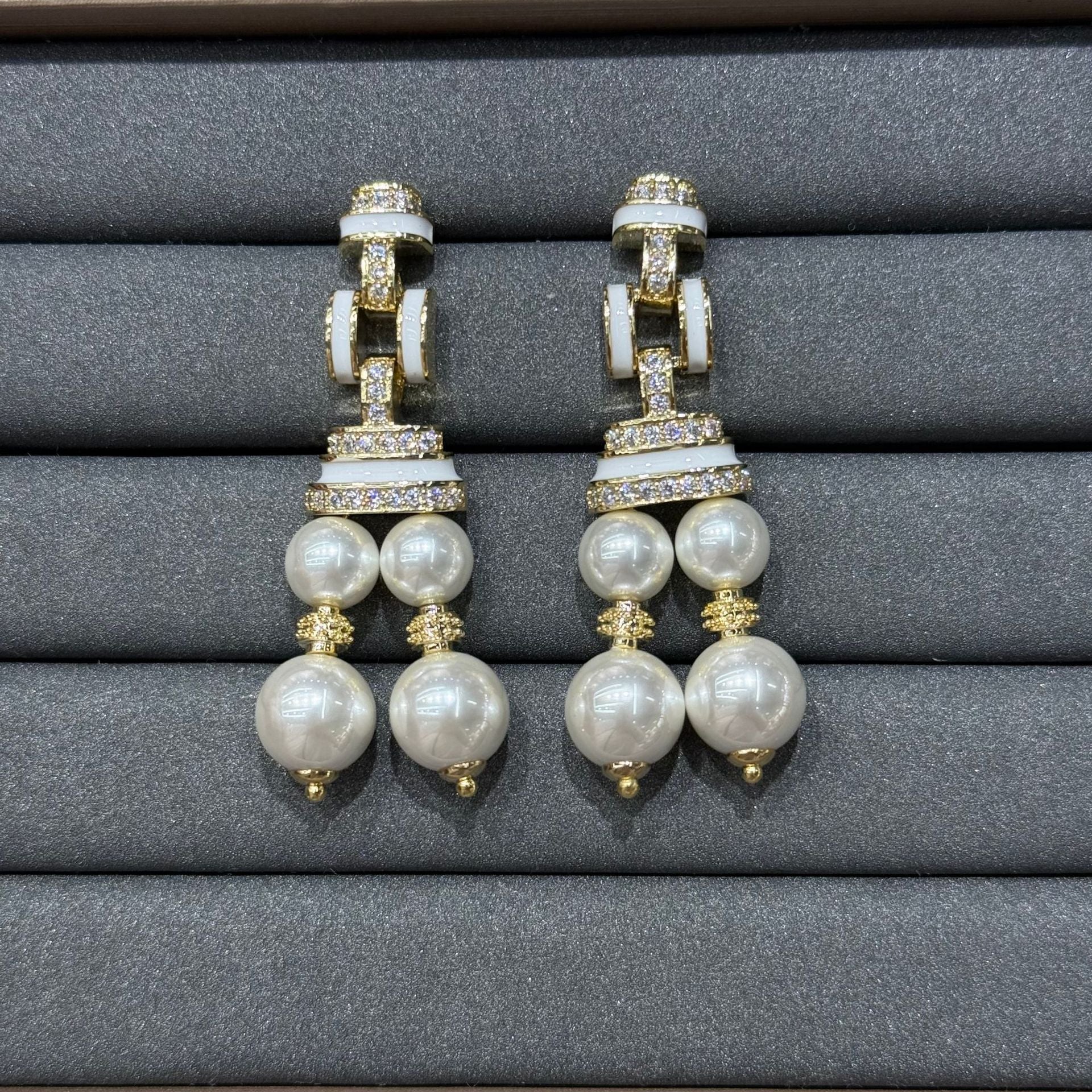 Heart Shape Earrings For Women Featuring Freshwater Pearl Inlay With 925 Sterling Silver Posts And Brass Material In Silver