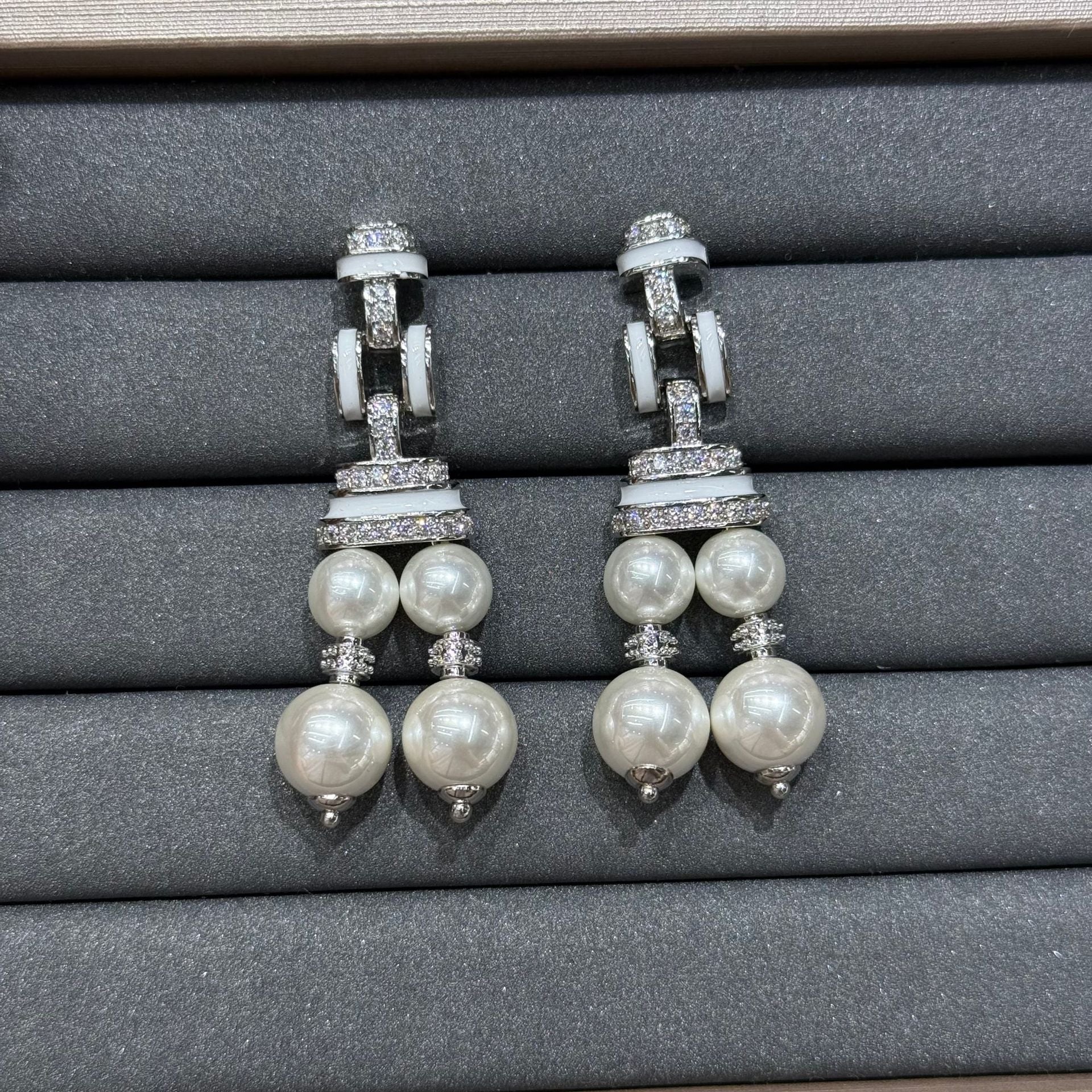 Heart Shape Earrings For Women Featuring Freshwater Pearl Inlay With 925 Sterling Silver Posts And Brass Material In Silver