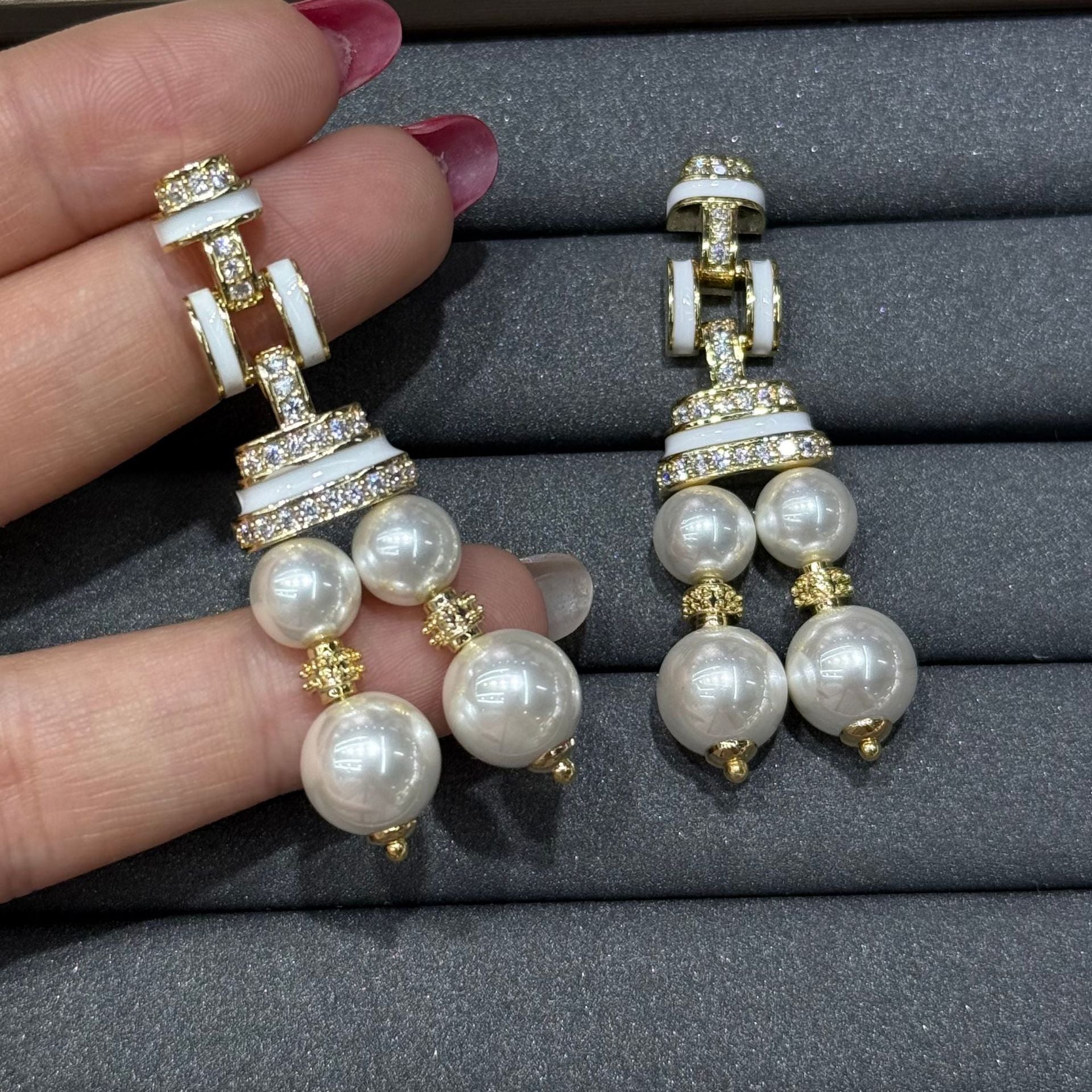 Heart Shape Earrings For Women Featuring Freshwater Pearl Inlay With 925 Sterling Silver Posts And Brass Material In Silver