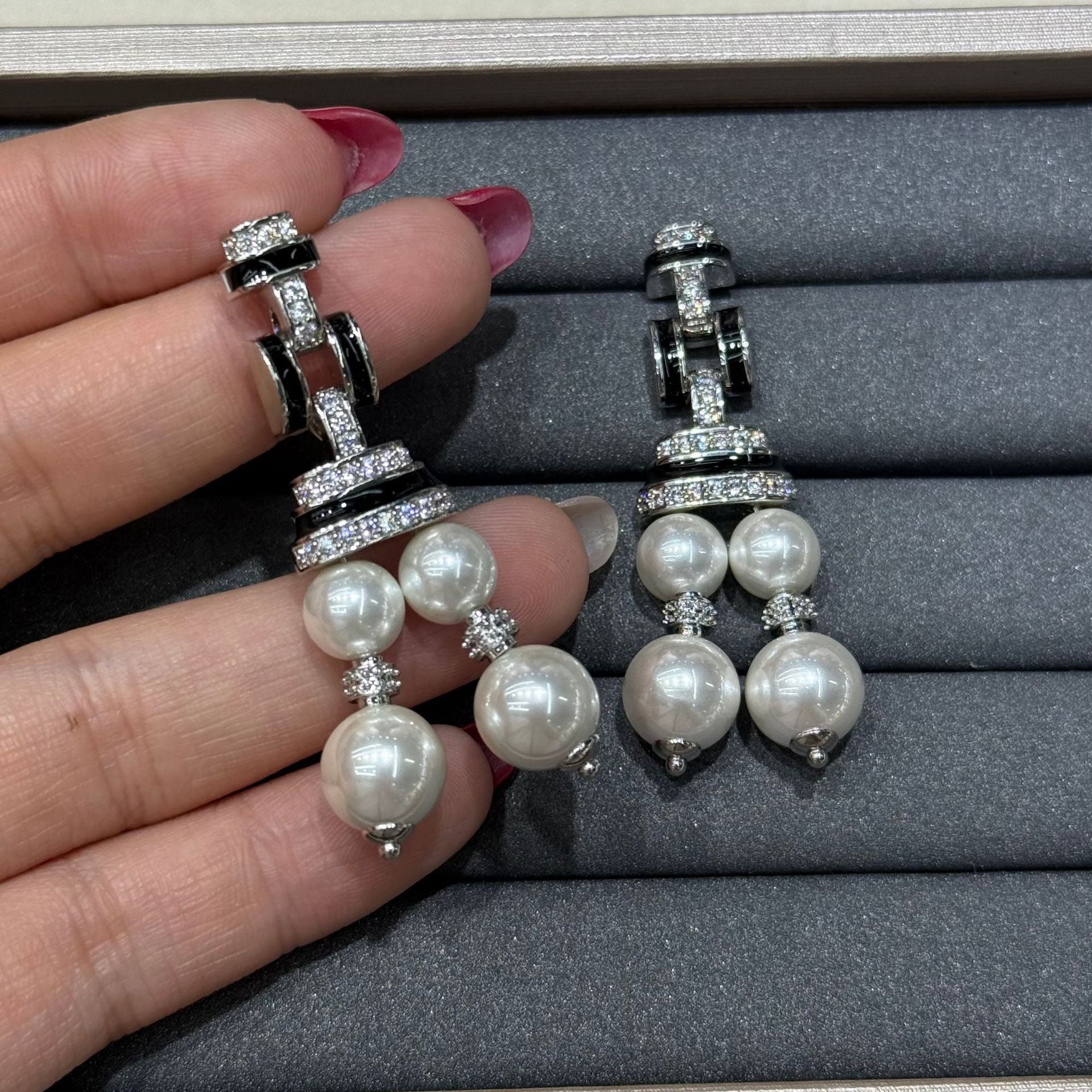 Heart Shape Earrings For Women Featuring Freshwater Pearl Inlay With 925 Sterling Silver Posts And Brass Material In Silver