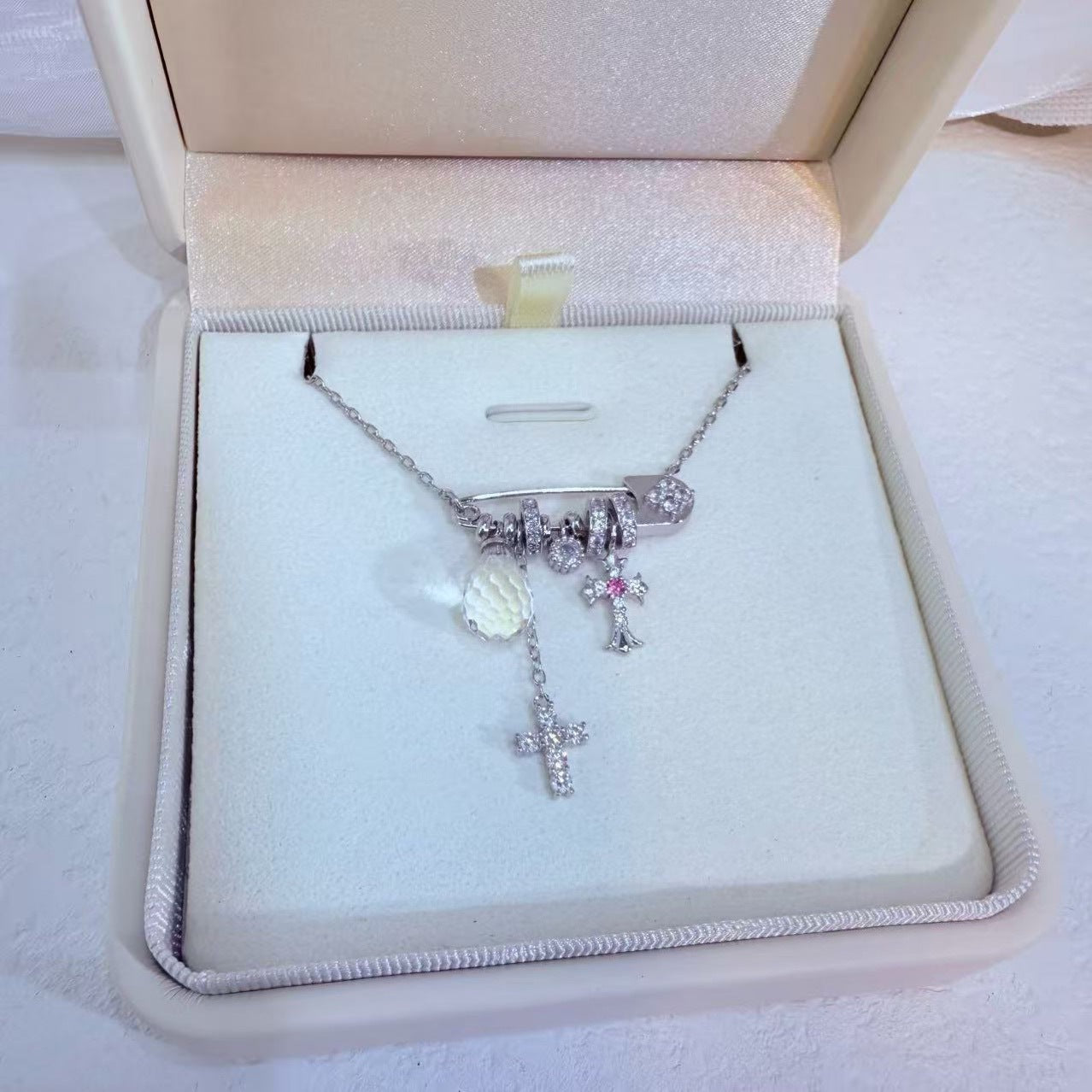 Cross Pendant Necklace For Women In Copper With Electroplated Finish, Perfect For Daily Wear