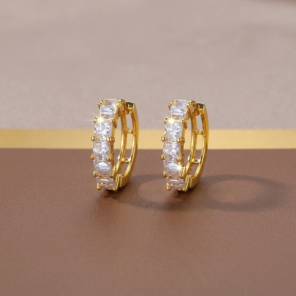 Leaves Earrings For Women In Copper With Real Gold Plated Bezel Setting Featuring Zircon Inlay