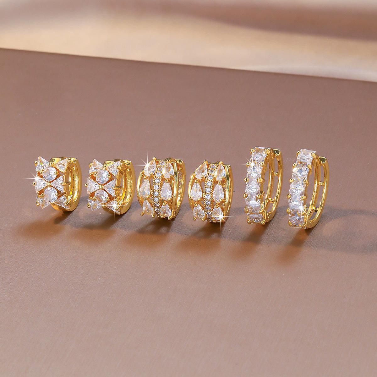 Leaves Earrings For Women In Copper With Real Gold Plated Bezel Setting Featuring Zircon Inlay