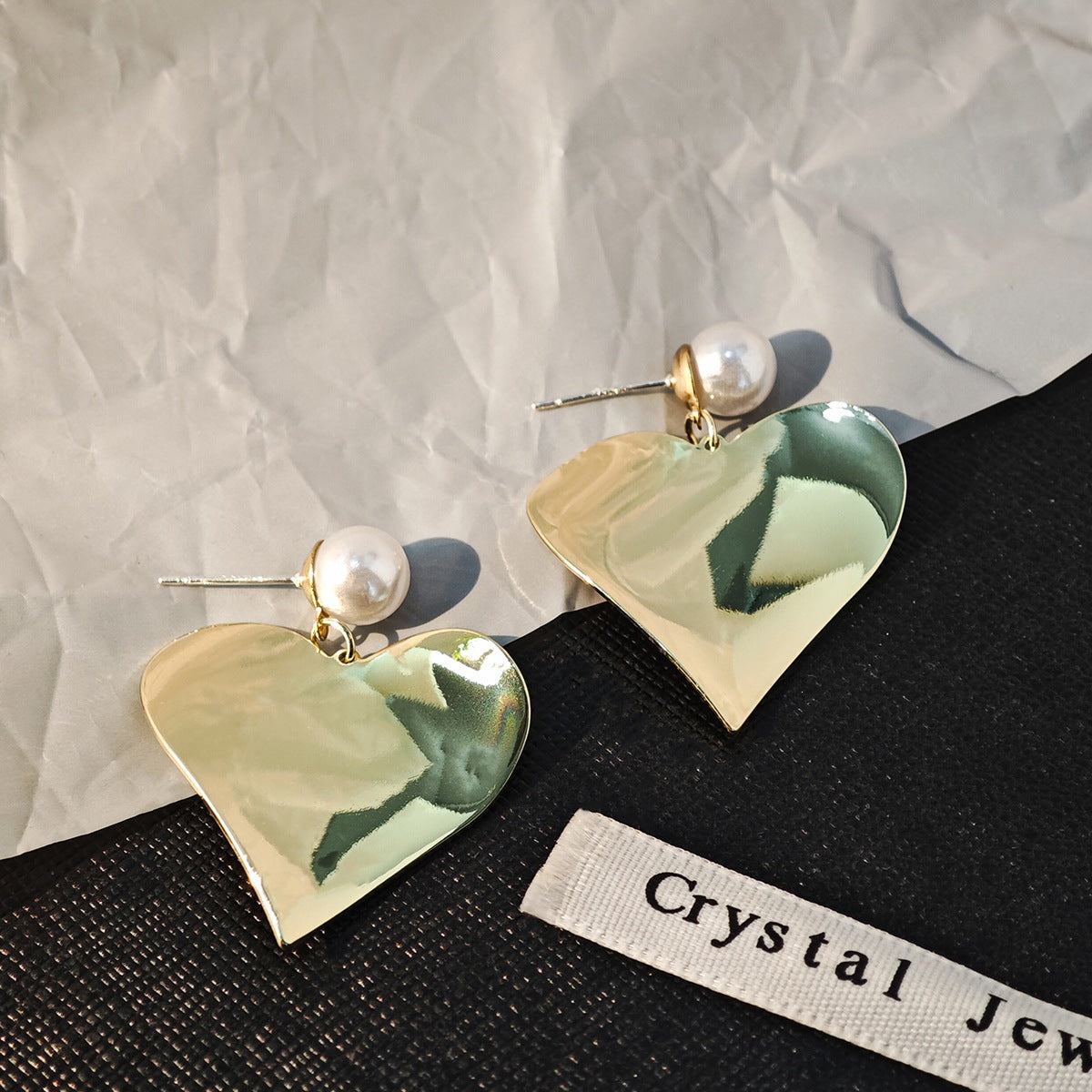 Heart Shape Drop Earrings For Women In Gold Featuring Electroplated Finish With Zinc Alloy Ear Pins