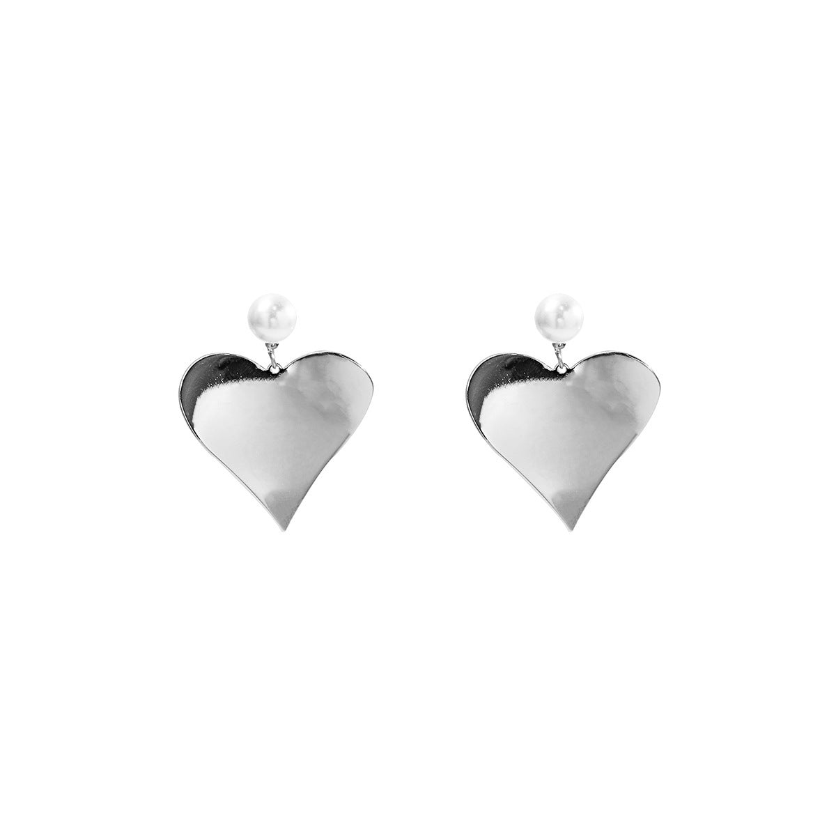 Heart Shape Drop Earrings For Women In Gold Featuring Electroplated Finish With Zinc Alloy Ear Pins
