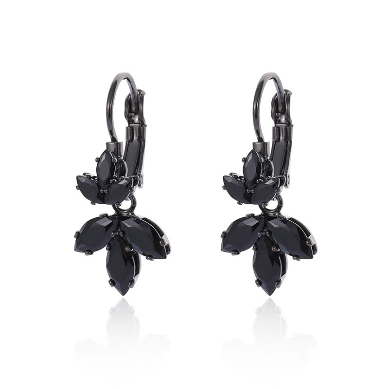 Elaborate Leaves Earrings For Women Featuring Copper Ear Pins And Zircon Inlay
