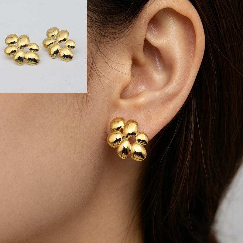 Geometric Stud Earrings For Women, Waterproof Non Tarnish 304 Stainless Steel With Electroplated Gold Plating Process