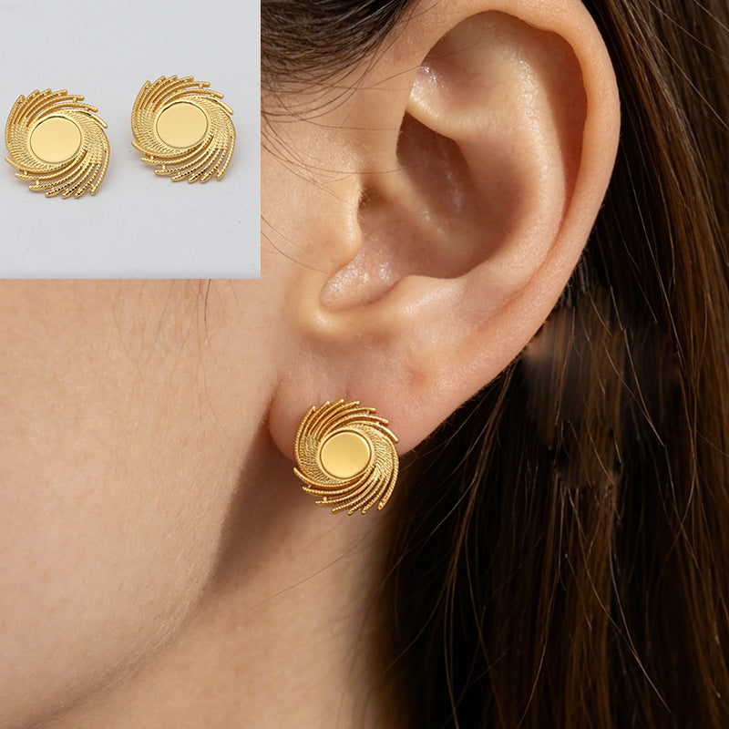 Geometric Stud Earrings For Women, Waterproof Non Tarnish 304 Stainless Steel With Electroplated Gold Plating Process
