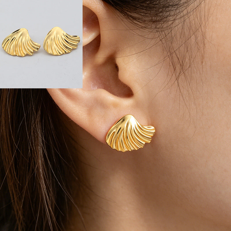 Geometric Stud Earrings For Women, Waterproof Non Tarnish 304 Stainless Steel With Electroplated Gold Plating Process