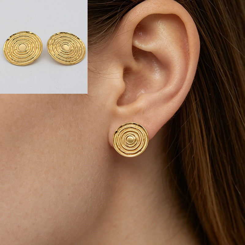 Geometric Stud Earrings For Women, Waterproof Non Tarnish 304 Stainless Steel With Electroplated Gold Plating Process
